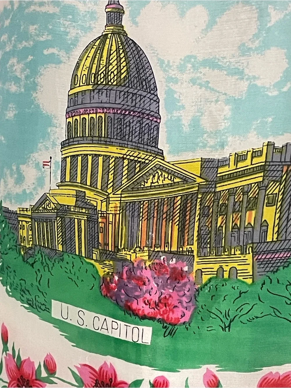 Rare Vintage 50s 60s Washington DC Souvenir Scarf 28 In Excellent Condition